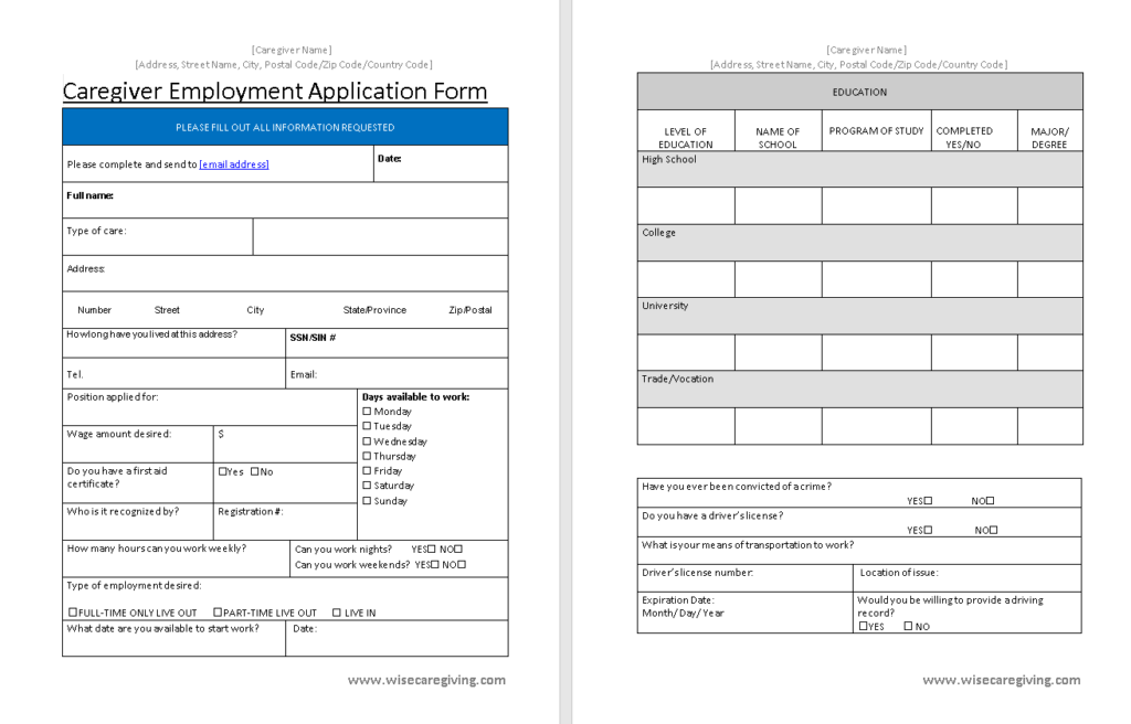 Hire a Private Caregiver Template Pack - Hire a Private Caregiver