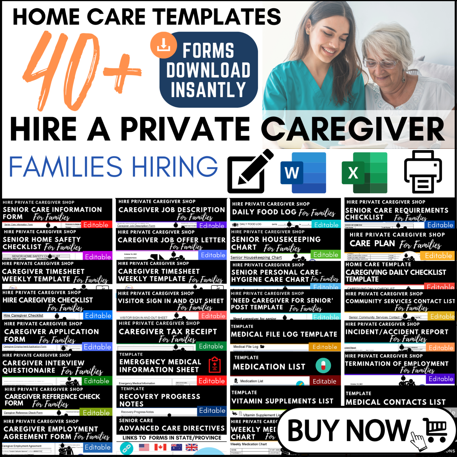 hire a private caregiver template kit